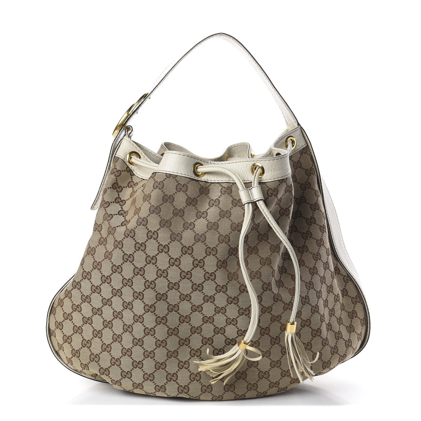 Monogram Medium Interlocking Icon Shoulder Bag White