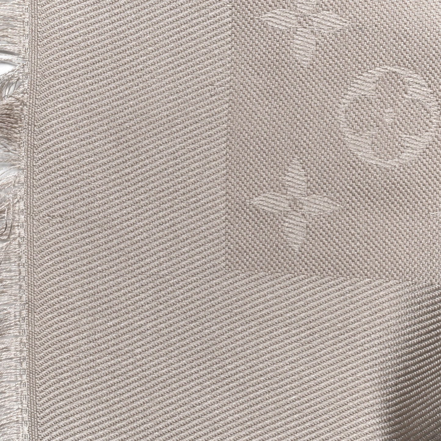 Silk Wool Monogram Shawl Greige