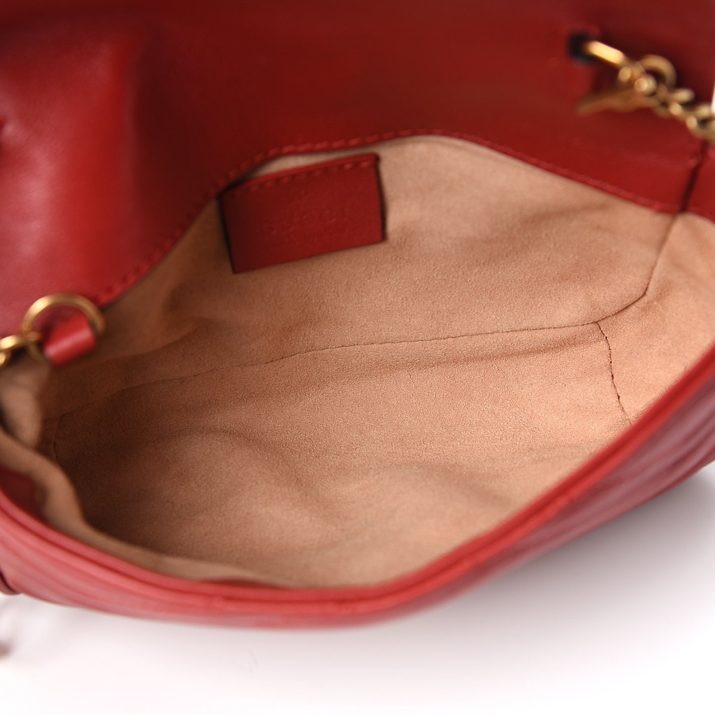 Calfskin Matelasse Super Mini GG Marmont Shoulder Bag Hibiscus Red