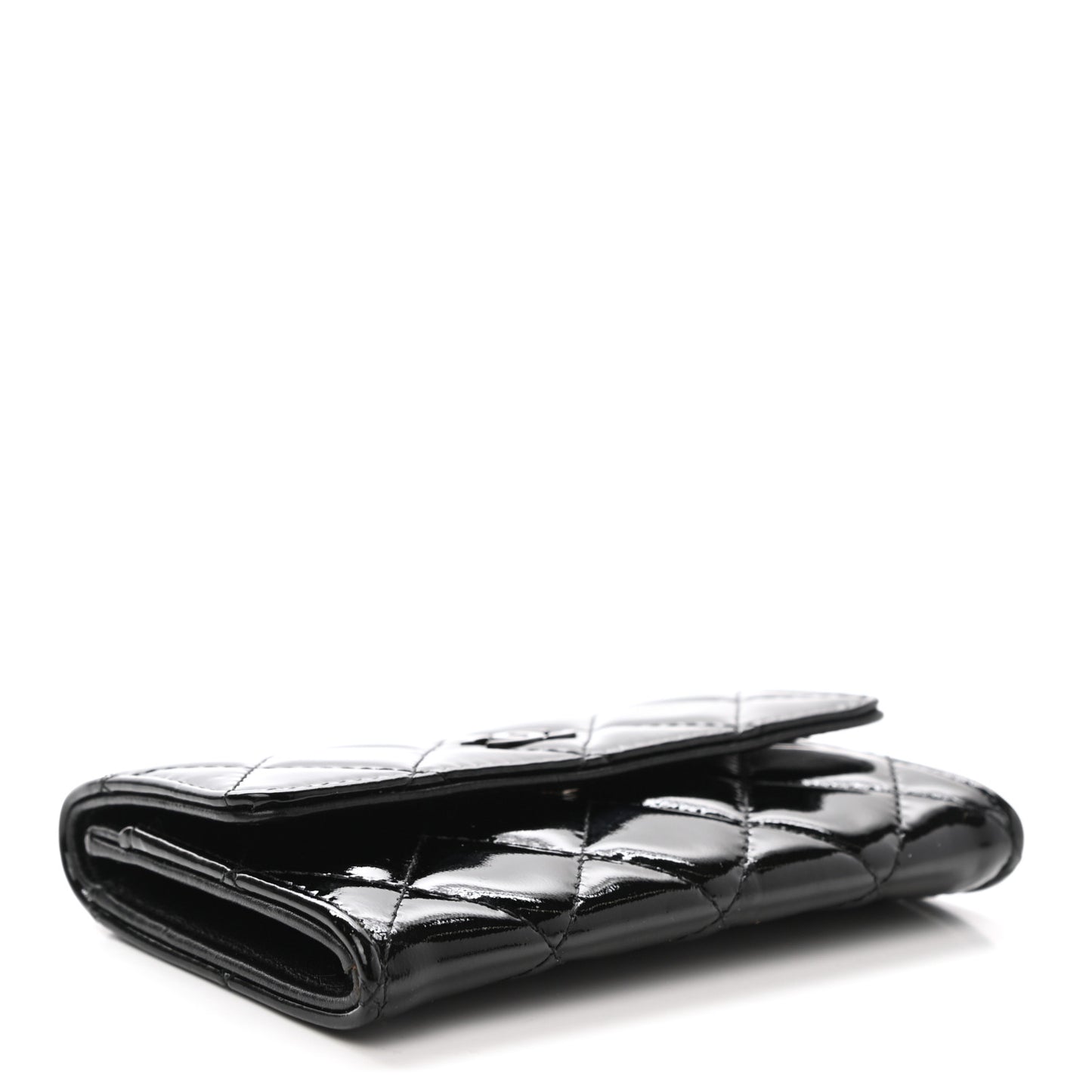 Patent Quilted Flap Card Holder So Black