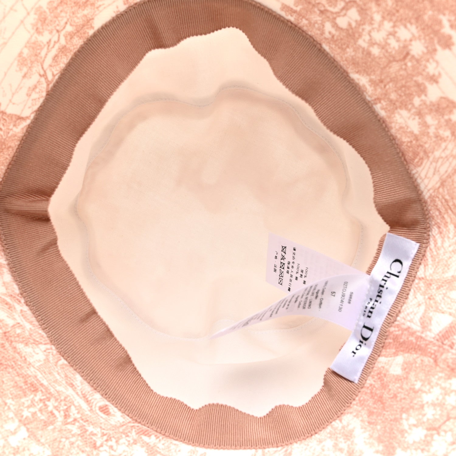 Christian Dior Cotton Dioriviera Toile De Jouy Bob Brim Bucket Hat 57 Rose 7 of 8