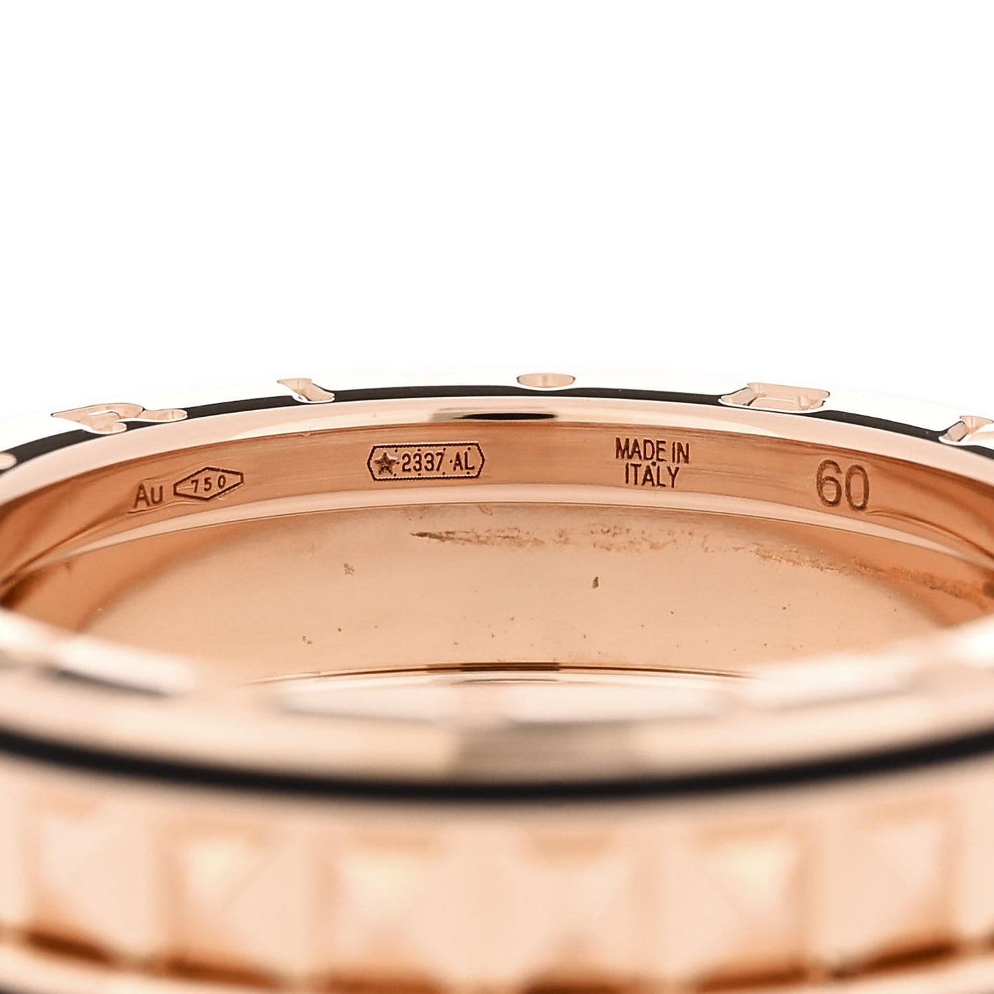 18K Rose Gold Black Ceramic B.Zero1 Rock One-Band Ring 60 9.25