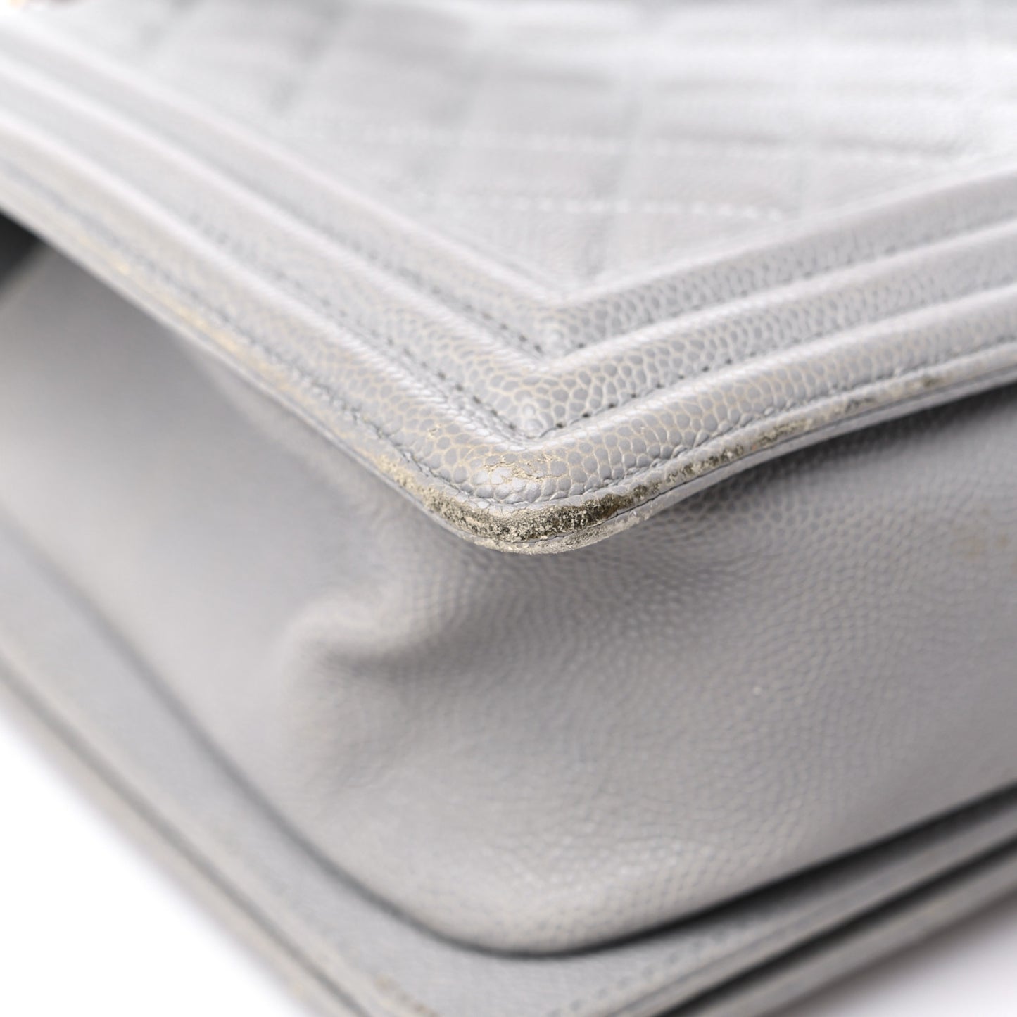 Caviar Quilted New Medium Boy Flap Grey
