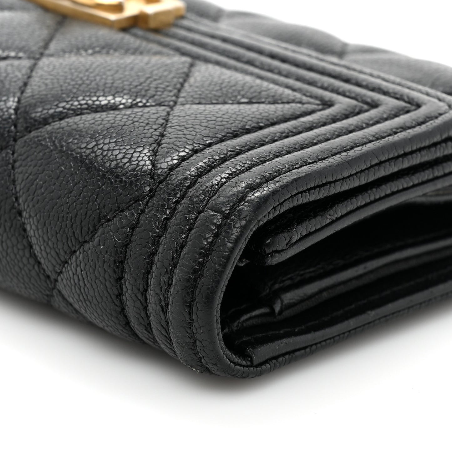 Caviar Quilted Medium Boy Flap Wallet Black