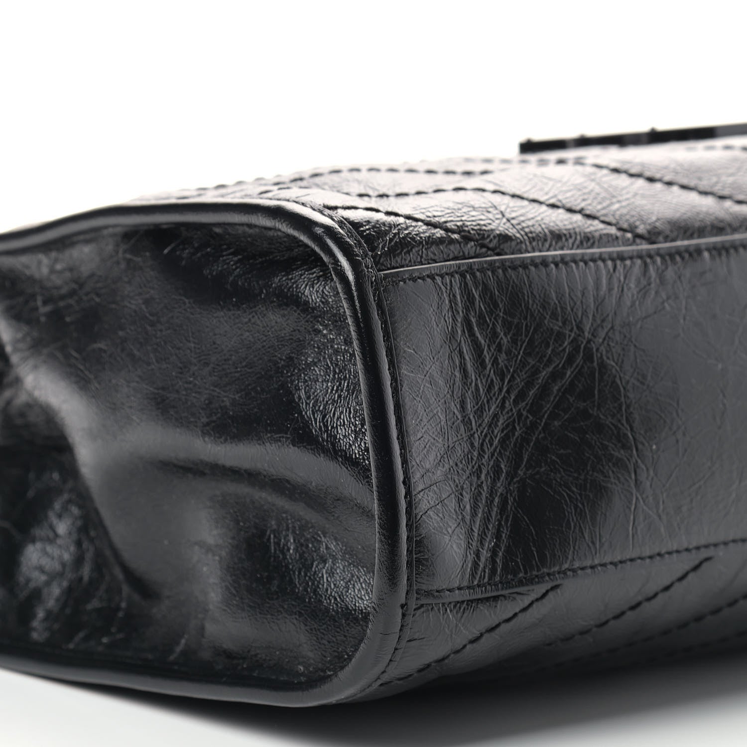 Saint Laurent Crinkled Calfskin Matelasse Monogram Medium Niki Shopper Tote Black 7 of 9