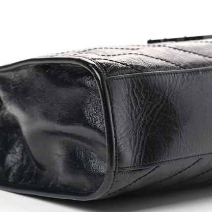 Saint Laurent Crinkled Calfskin Matelasse Monogram Medium Niki Shopper Tote Black 7 of 9