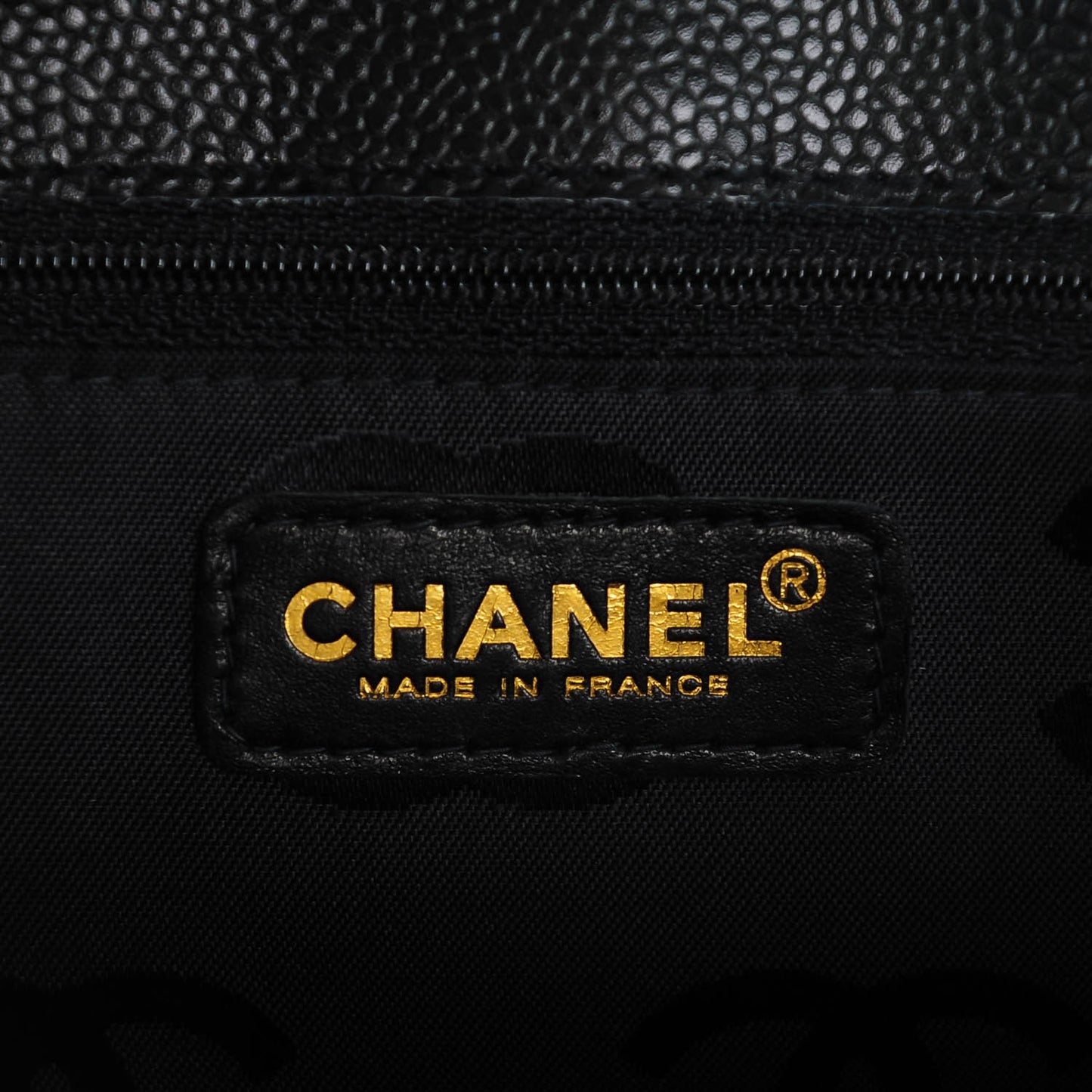 Caviar Square Stitched Shoulder Bag Black