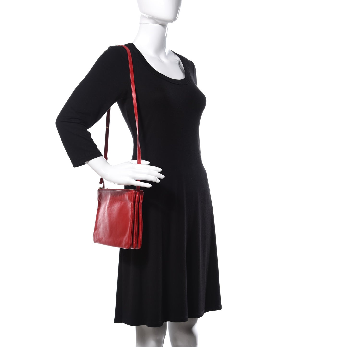 Lambskin Large Trio Crossbody Bag Red