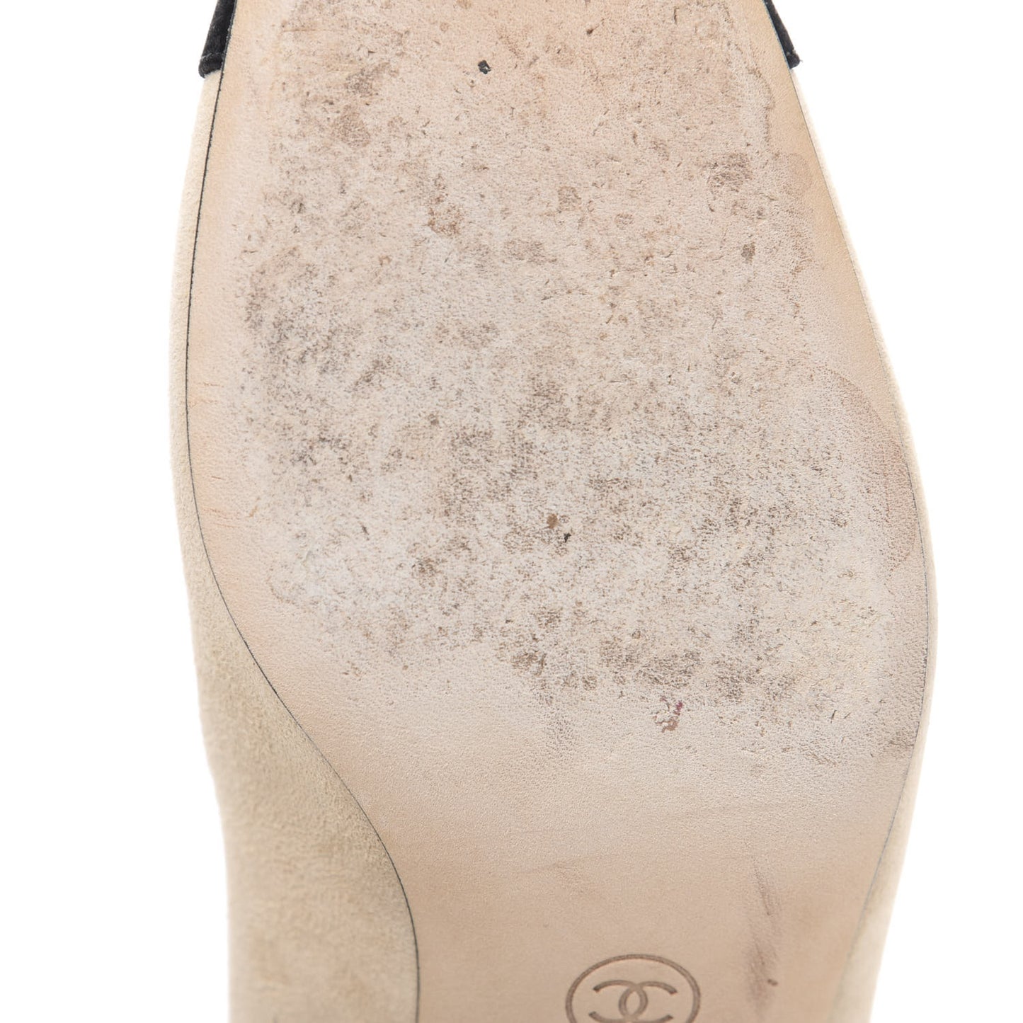 Suede Satin Cap Toe Low Heel Pumps 40 Beige Black
