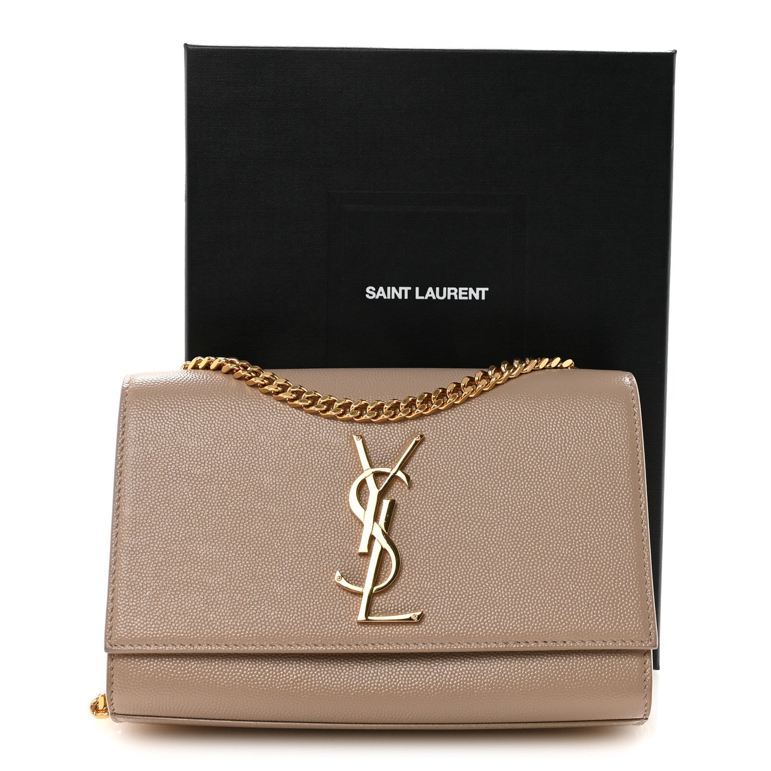 Saint Laurent Grain De Poudre Small Monogram Kate Satchel Dark Beige 10 of 10