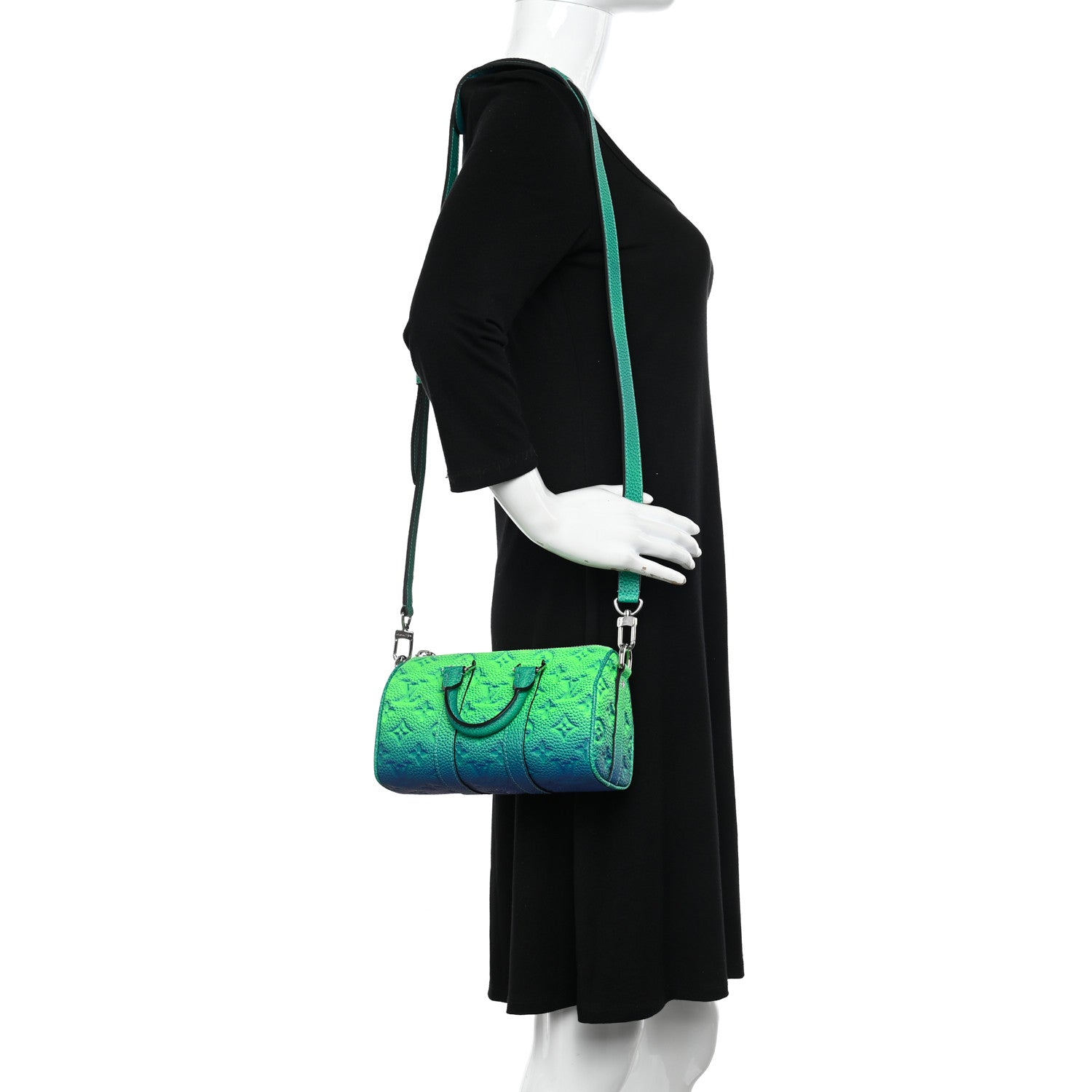 Louis Vuitton Taurillon Illusion Keepall XS Bleu Vert 2 of 10