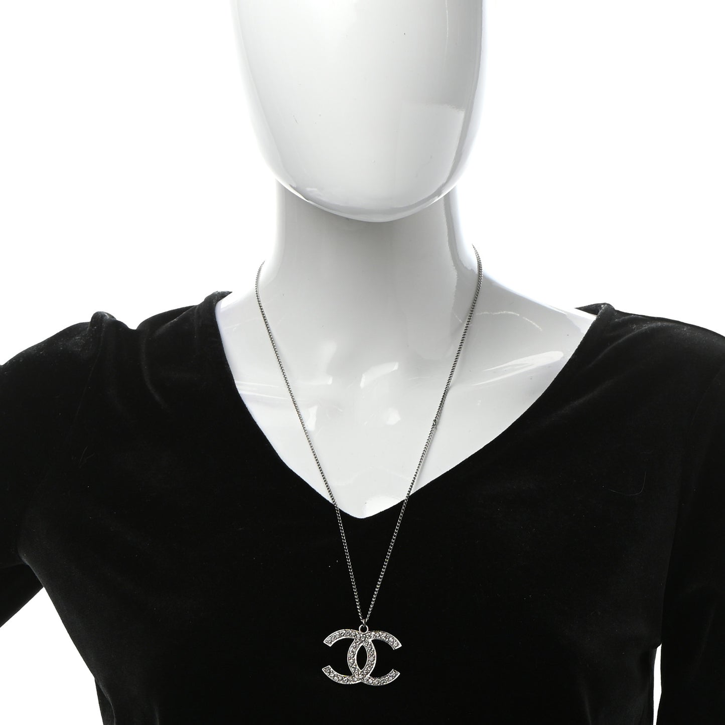 Crystal Large CC Necklace Silver
