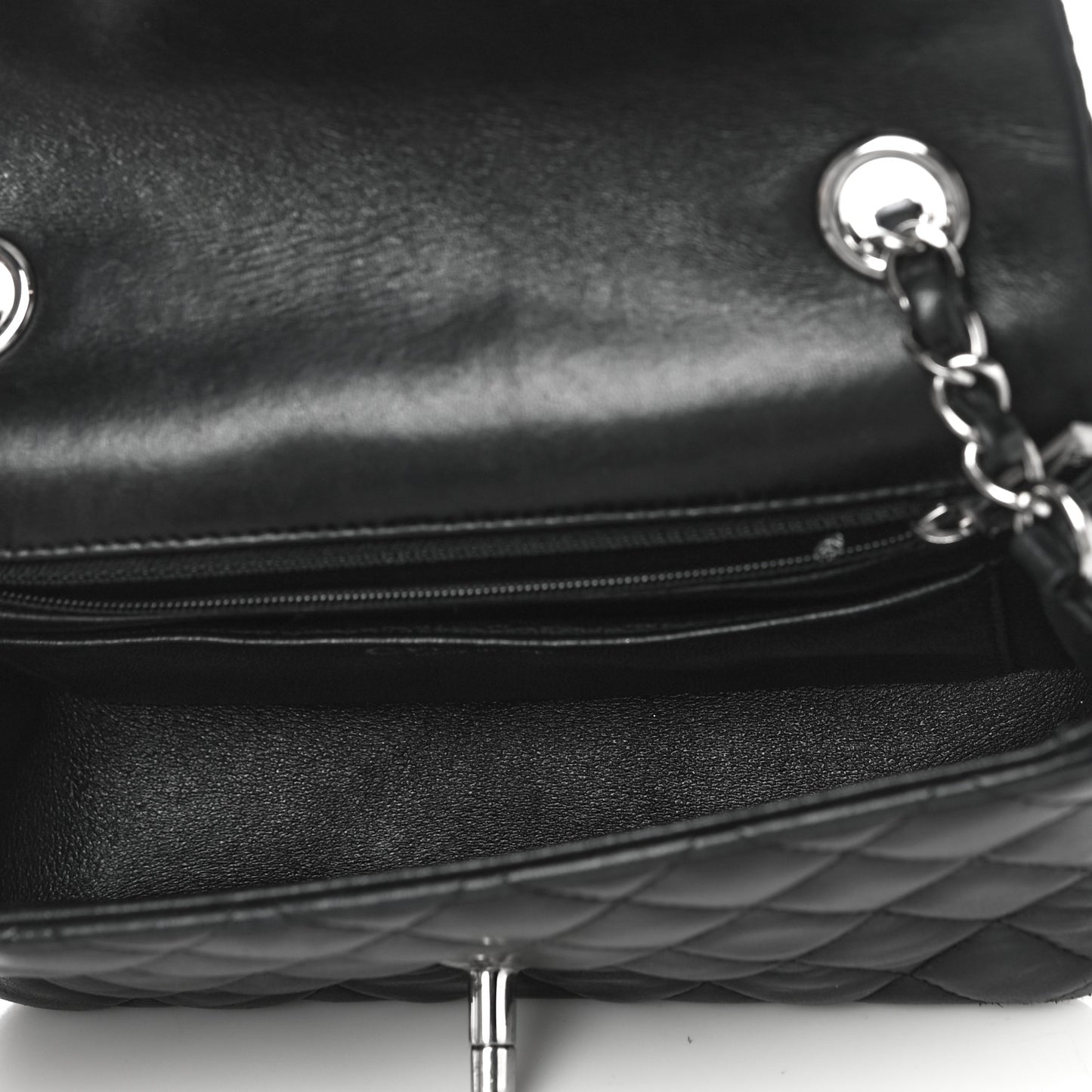 Lambskin Quilted Valentine Charms Mini Rectangular Flap Black