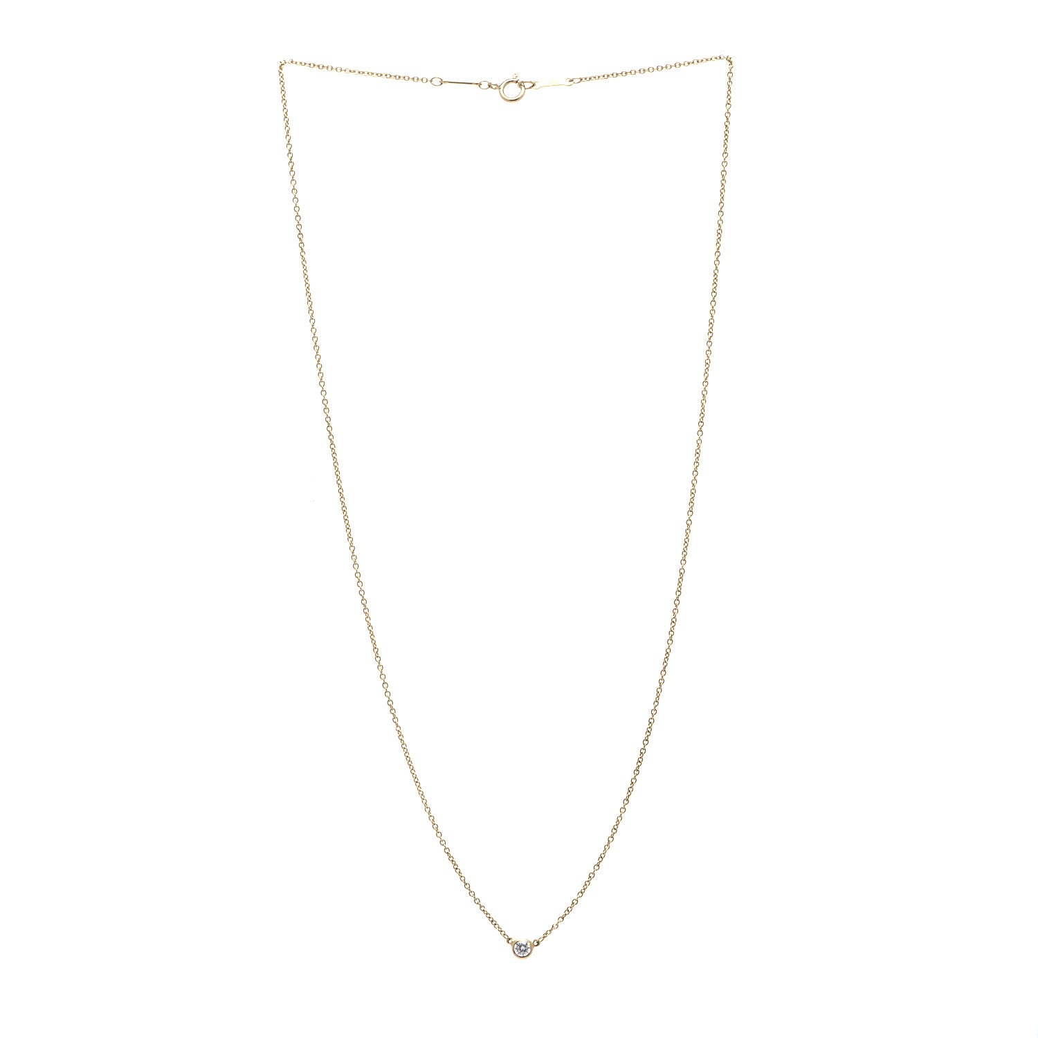 Tiffany 18K Yellow Gold Diamond .10ct Elsa Peretti Diamonds by the Yard Pendant Necklace 2 of 5