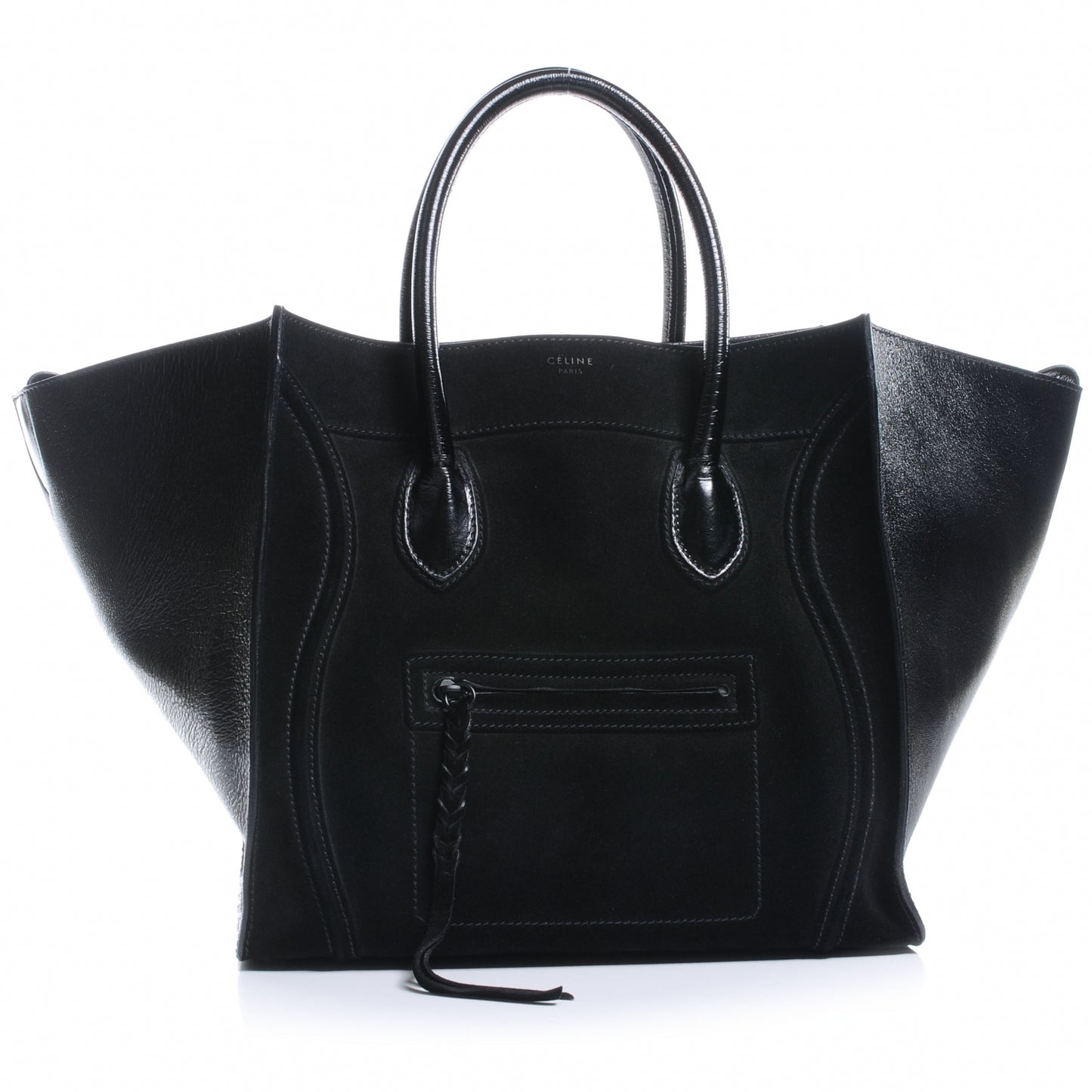 Suede Patent Leather Large Phantom Luggage Black