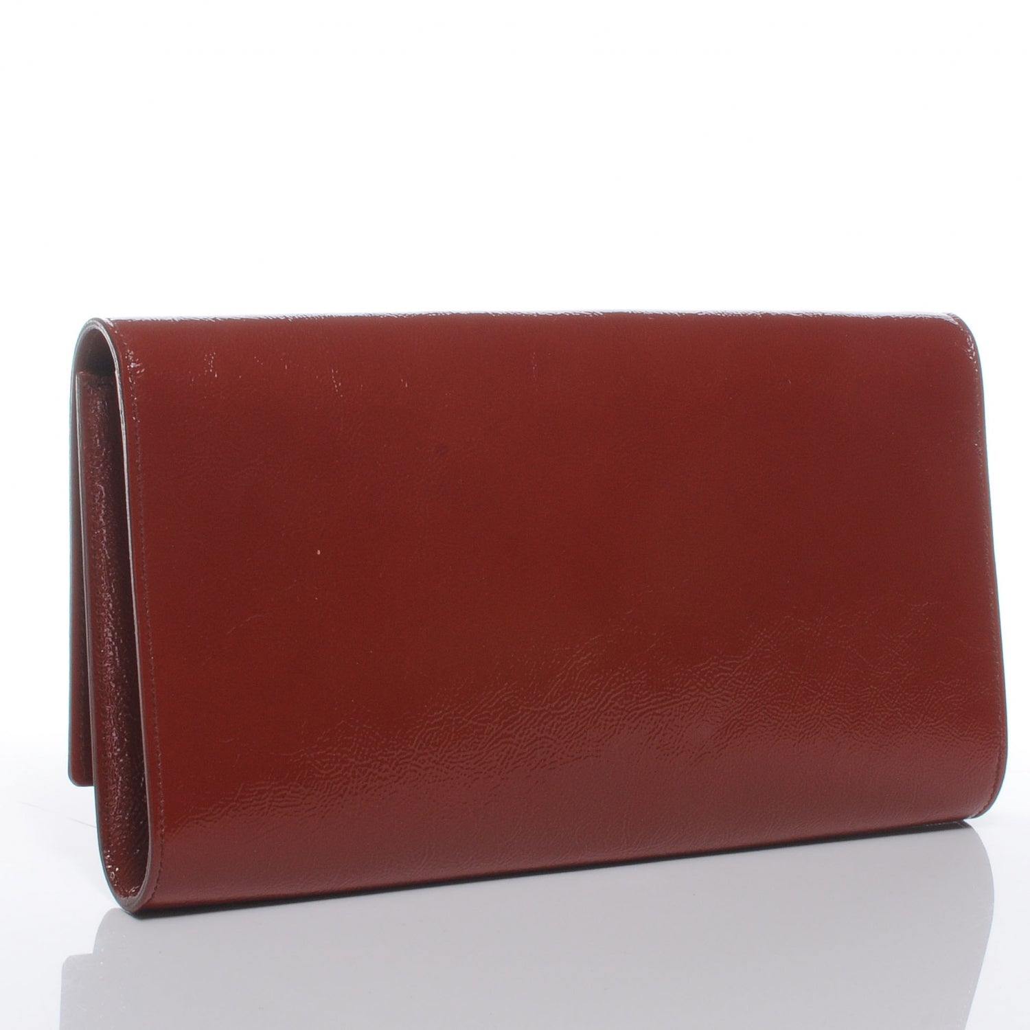 Saint Laurent Patent Belle de Jour Large Clutch Burnt Orange 3 of 7