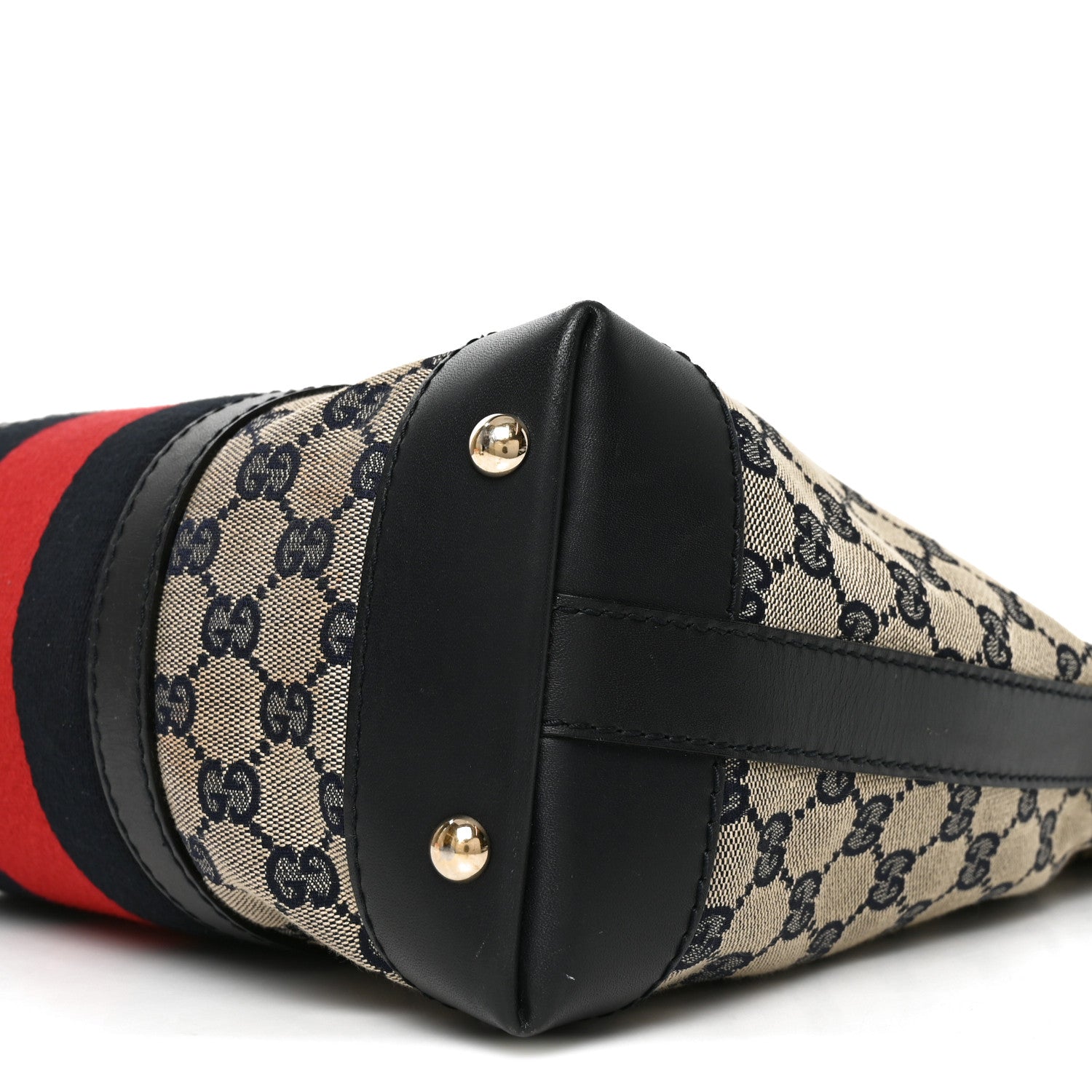 Gucci Monogram Vintage Web Medium Hobo Navy 10 of 11
