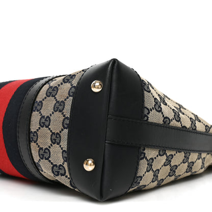 Gucci Monogram Vintage Web Medium Hobo Navy 10 of 11