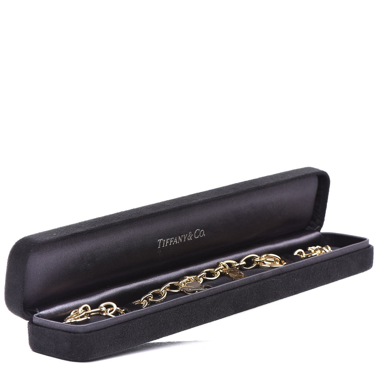 18K Yellow Gold Clasping Link Charm Bracelet