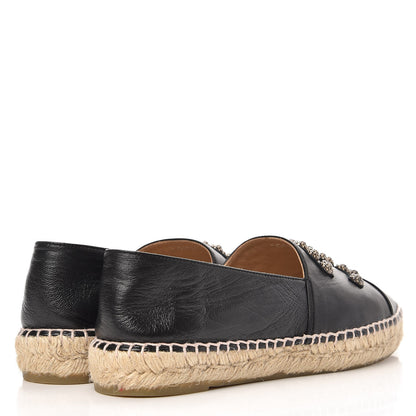Chanel Lambskin Camellia CC Stud Espadrilles 39 Black 4 of 10