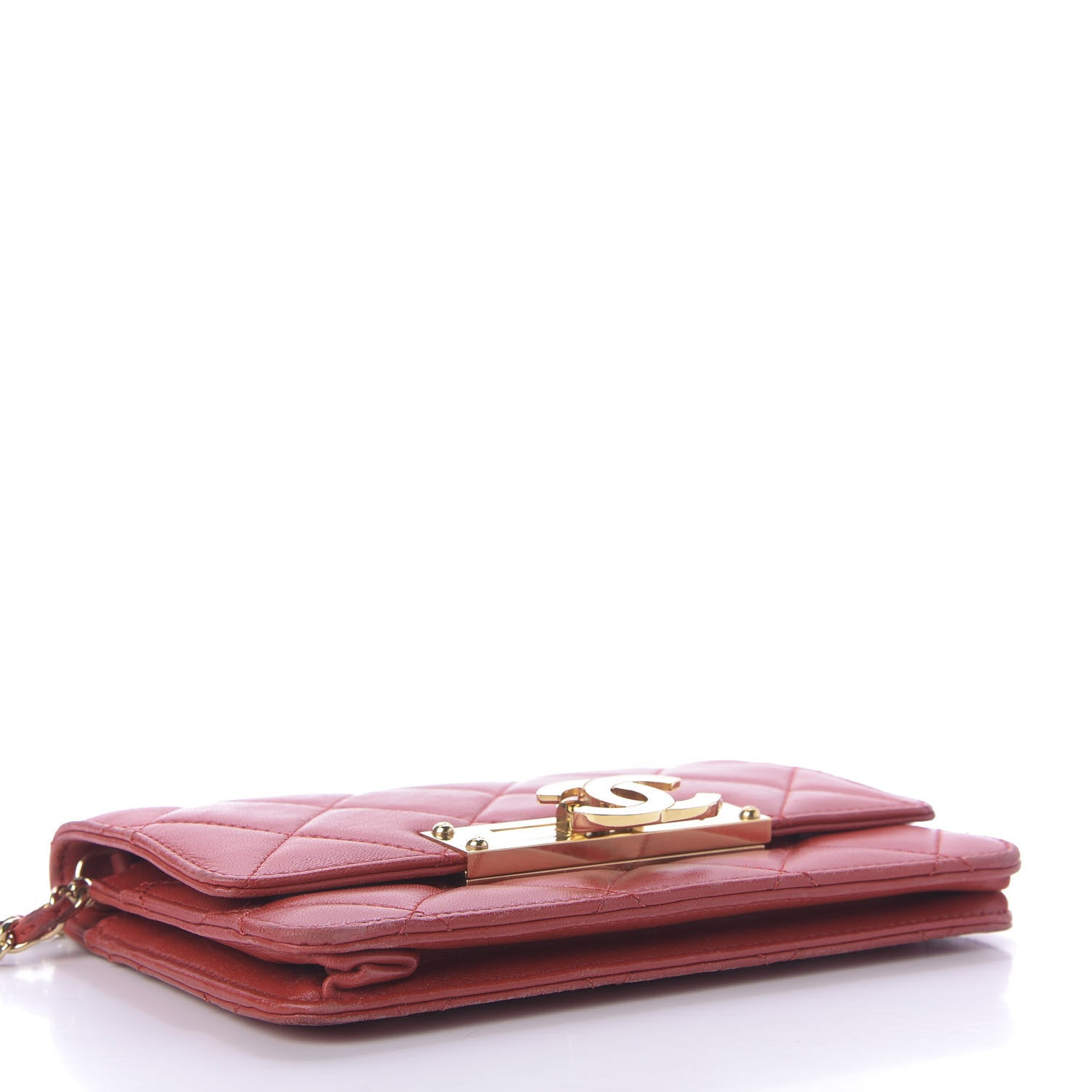 Chanel Lambskin Quilted Golden Class Wallet on Chain WOC Red 4 of 11