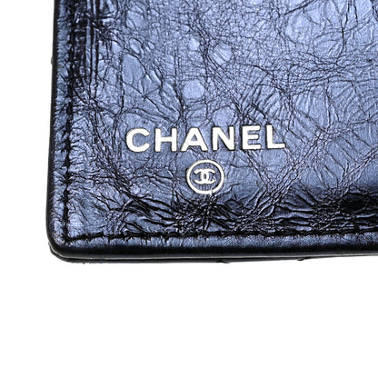 Chanel Metallic Aged Calfskin Quilted Reissue Long Flap Wallet Dark Navy Blue 6 of 10