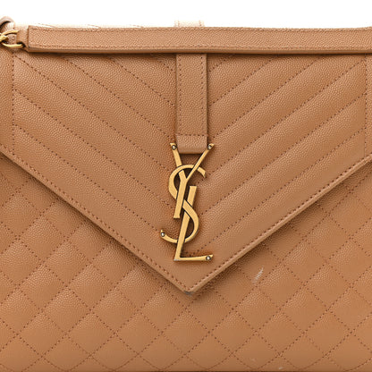 Saint Laurent Grain De Poudre Textured Mixed Matelasse Triquilt Large Monogram Satchel Dune 7 of 13