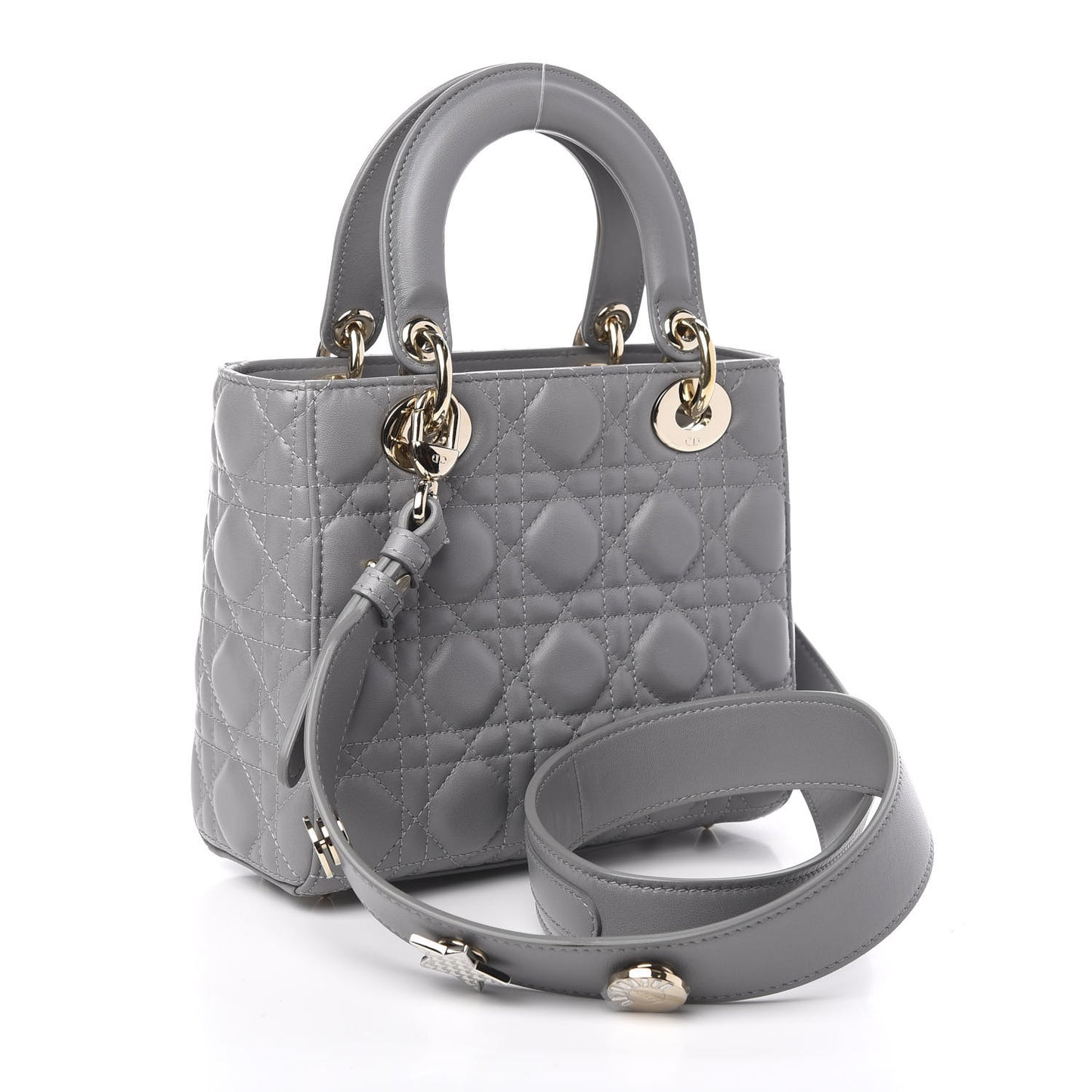Lambskin Cannage Small Lucky Badges My Lady Dior Grey