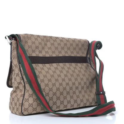 Gucci Monogram Web Medium Flap Messenger Beige Dark Brown 3 of 9