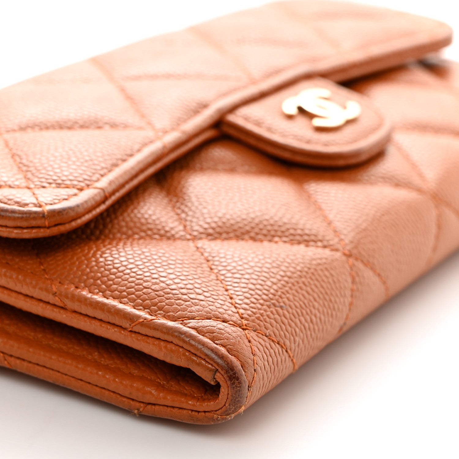 Chanel Caviar Quilted Large Gusset Flap Wallet Dark Beige 9 of 12