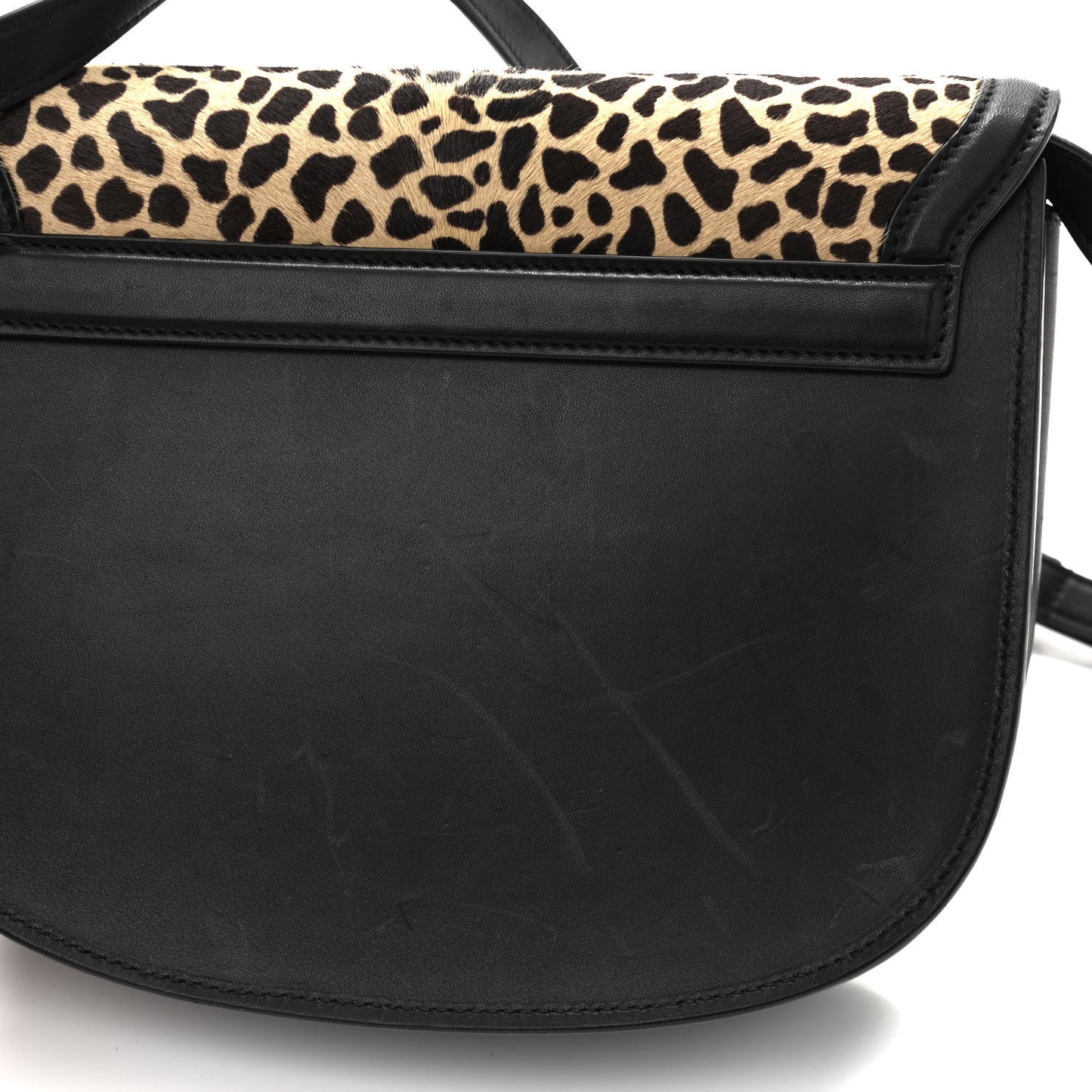 Pony Hair Calfskin Leopard Print Monogram Medium Kaia Satchel Black