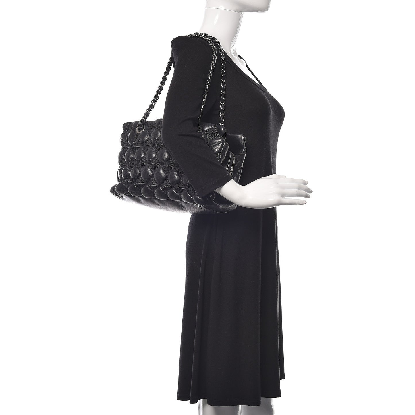 Lambskin Quilted 3D Point Tote Black