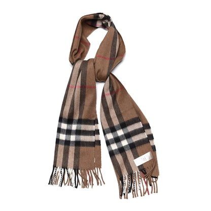 Burberry Cashmere Giant Check Fringe Scarf Brown 1 of 5