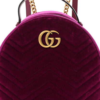 Gucci Velvet Matelasse GG Marmont Dome Backpack Fuchsia Violet Cyclamen 9 of 13