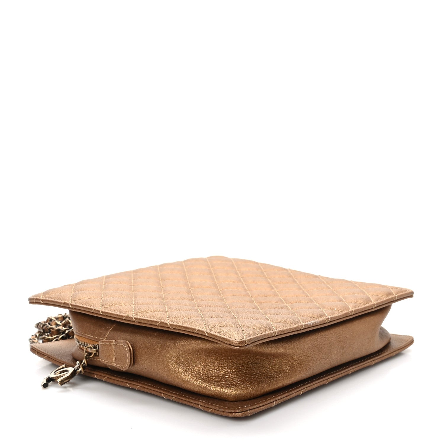 Chanel Metallic Lambskin Quilted Shoulder Bag Bronze 4 of 9