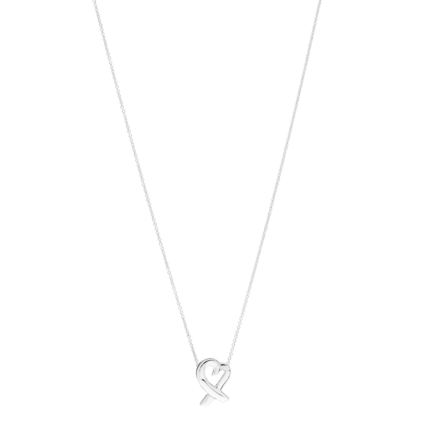 Tiffany Sterling Silver Small Paloma Picasso Loving Heart Pendant Necklace 1 of 4