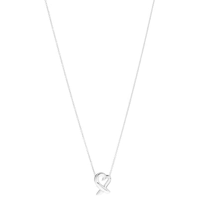 Tiffany Sterling Silver Small Paloma Picasso Loving Heart Pendant Necklace 1 of 4
