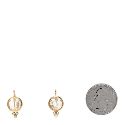 Temple St. Clair 18K Yellow Gold Diamond Rock Crystal Small Celestial Moonface Earrings 2 of 4