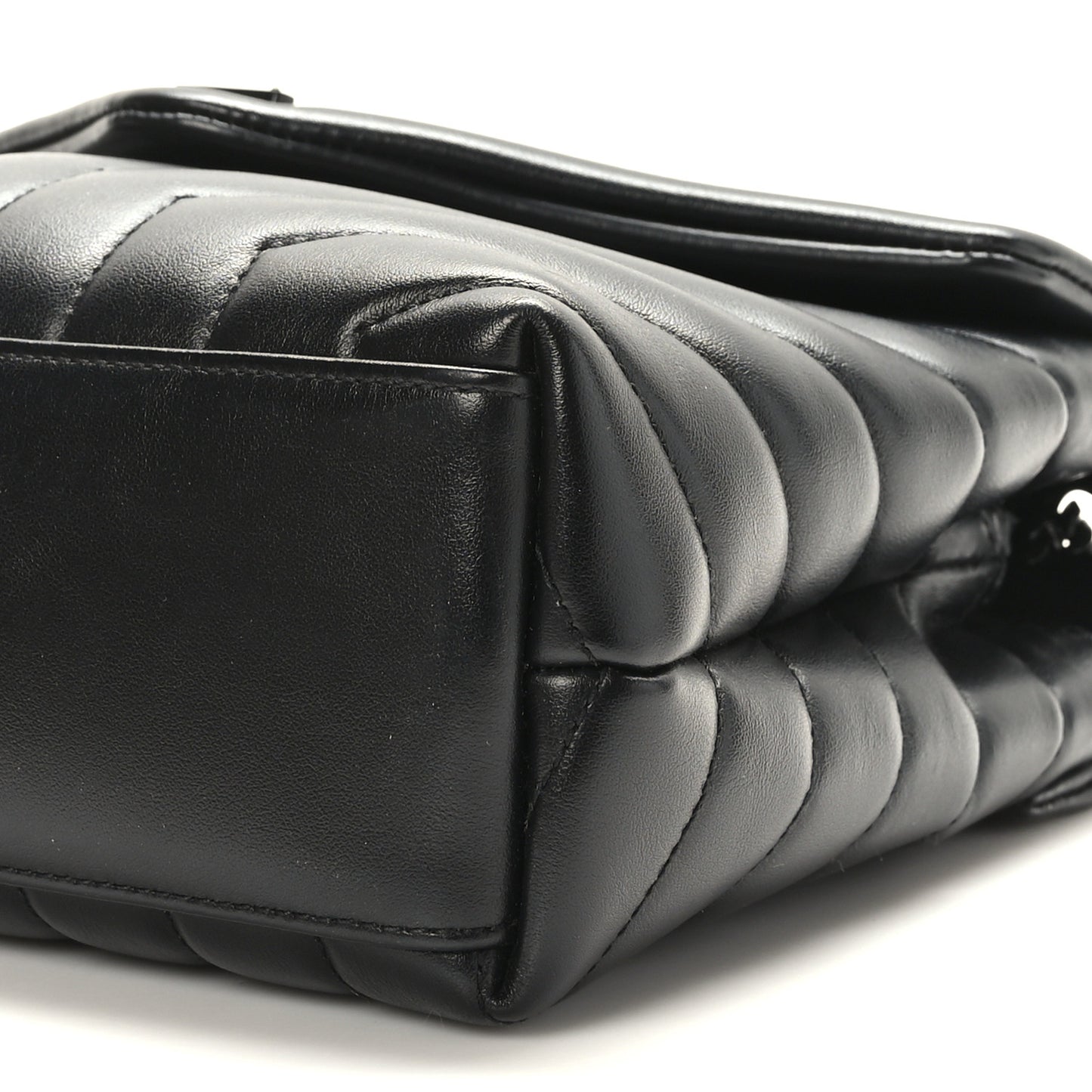 Calfskin Y Quilted Monogram Monochrome Small Loulou Chain Satchel Black