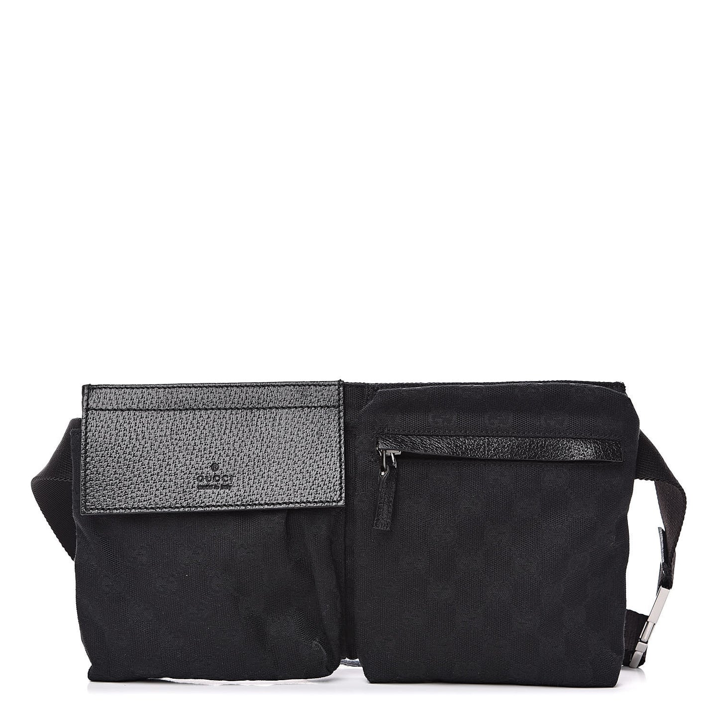 GG Monogram Double Pocket Belt Bag Black