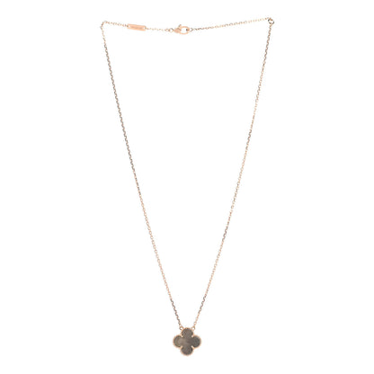 Van Cleef & Arpels 18K Rose Gold Gray Mother of Pearl Vintage Alhambra Pendant Necklace 3 of 6