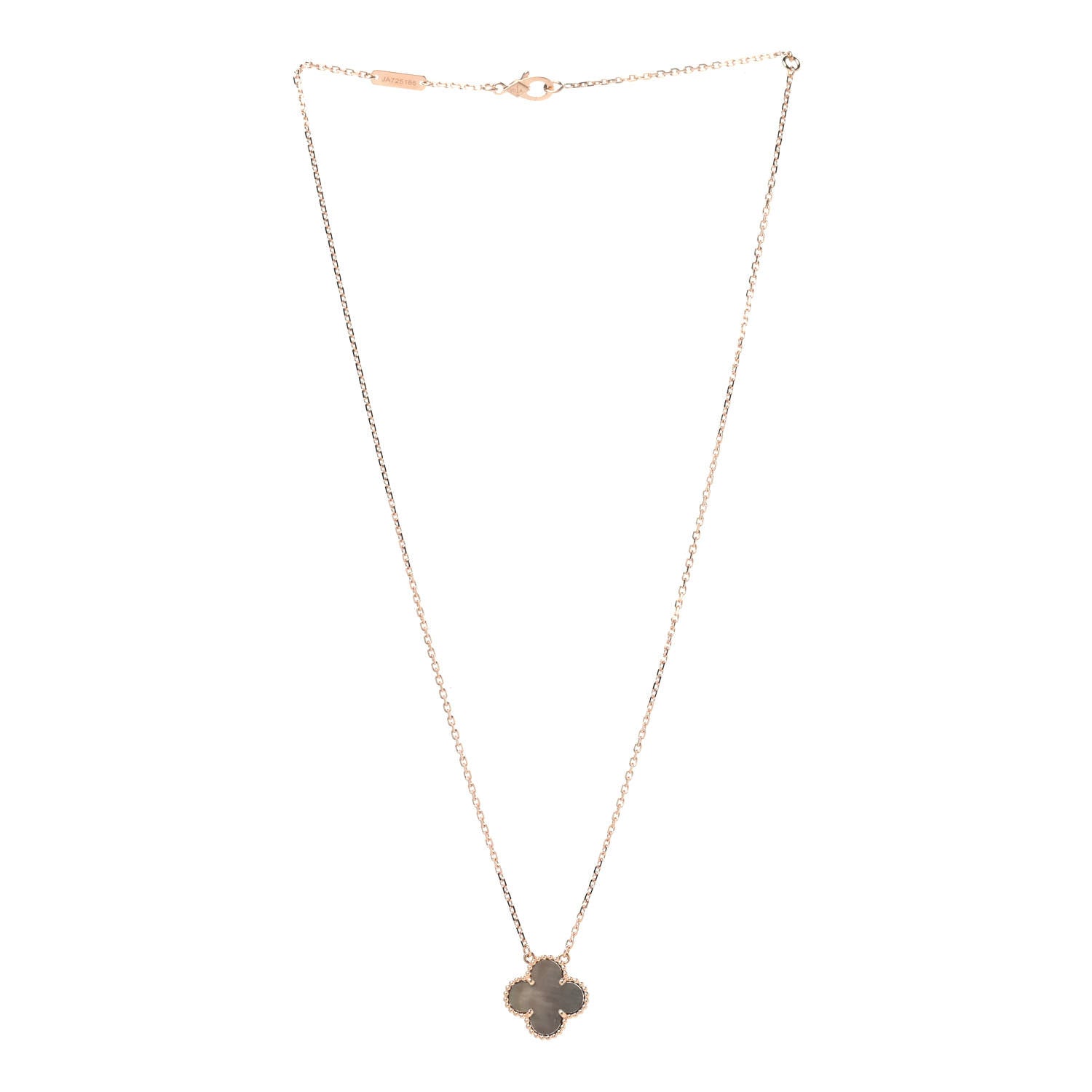 Van Cleef & Arpels 18K Rose Gold Gray Mother of Pearl Vintage Alhambra Pendant Necklace 3 of 6
