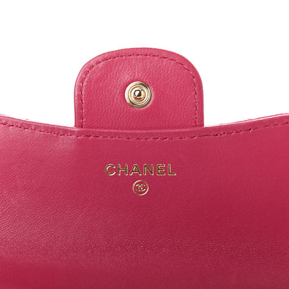 Chanel Lambskin Quilted Top Handle Flap Coin Purse With Chain Dark Pink 5 of 7