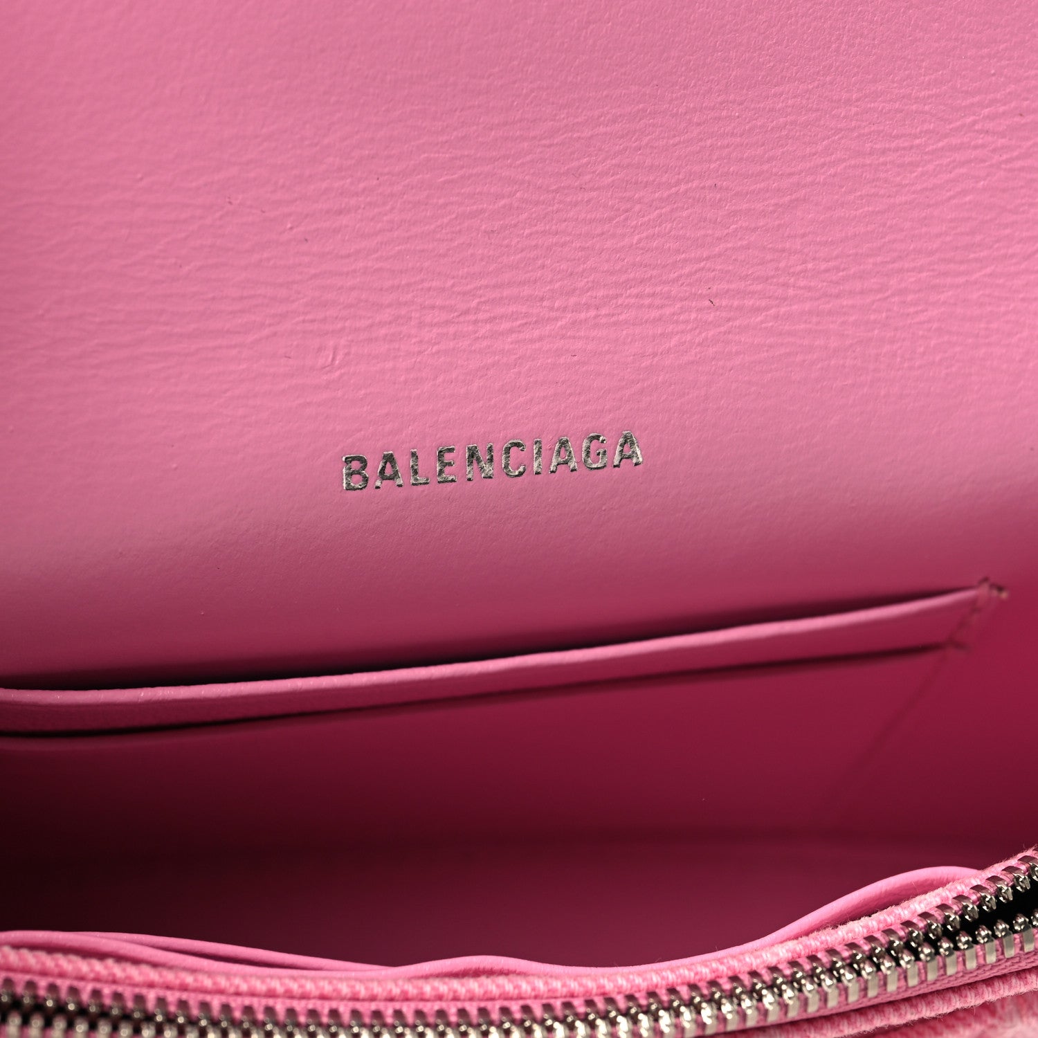 Balenciaga Denim XS Hourglass Wallet On Chain Pink 6 of 9