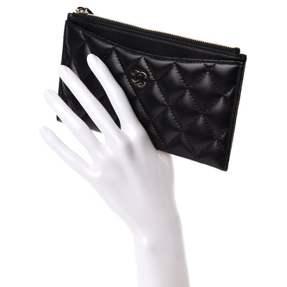 Chanel Lambskin Quilted Classic Zip Pouch Black 2 of 7