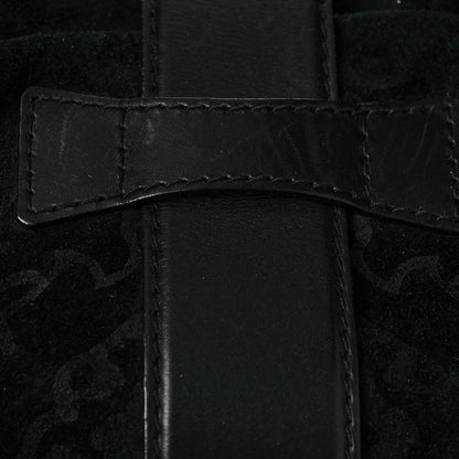 Gucci Nubuck Brocade Medium Soft Stirrup Shoulder Bag Black 6 of 18