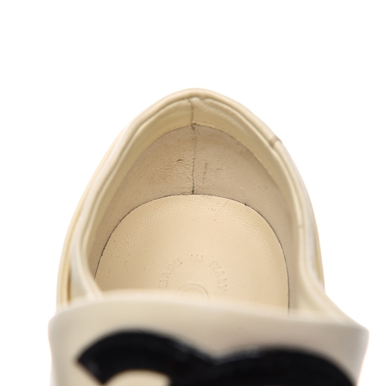 Chanel Lambskin Patent Cap Toe CC Sneakers 38 White Black 10 of 12