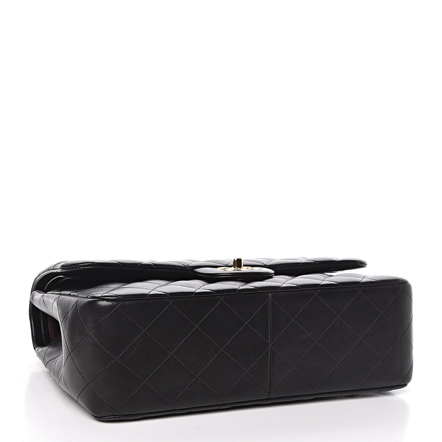 Lambskin Quilted Jumbo Double Flap Black