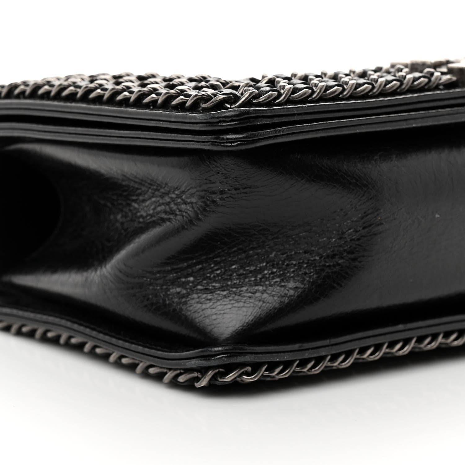 Chanel Glazed Calfskin Quilted Medium Chain Around Boy Flap Black 9 of 12