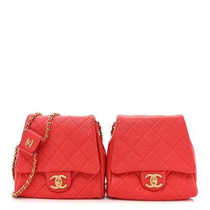 Chanel Lambskin Quilted Side-Packs Red 1 of 14
